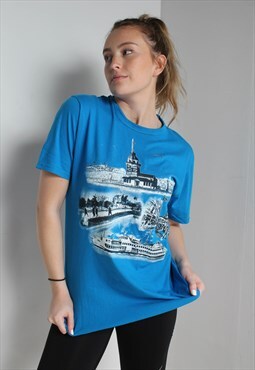 Vintage Istanbul Tourist T-Shirt Blue