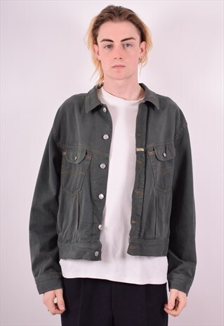 REPLAY MENS VINTAGE DENIM JACKET LARGE GREEN 90S