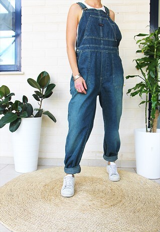 DARK INDIGO BLUE DENIM CASUAL FIT DUNGAREES