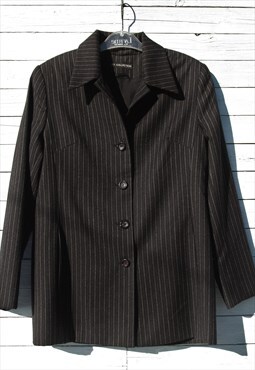 Vintage dark grey striped wool jacket/blazer,coat