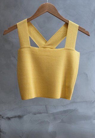 MUSTARD THICK STRAP CROSS BACK KNIT TANK