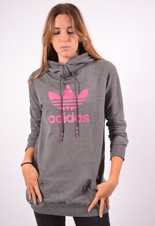 VINTAGE ADIDAS HOODIE JUMPER GREY