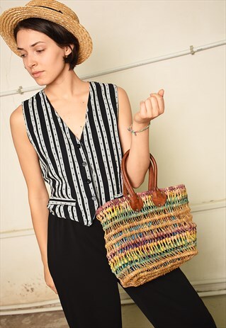 90'S RETRO STRIPED FESTIVAL PARIS CHIC BLOUSE GILET