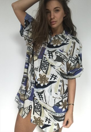 PATTERNED OVERSIZED RETRO VINTAGE UNISEX FESTIVAL SHIRT