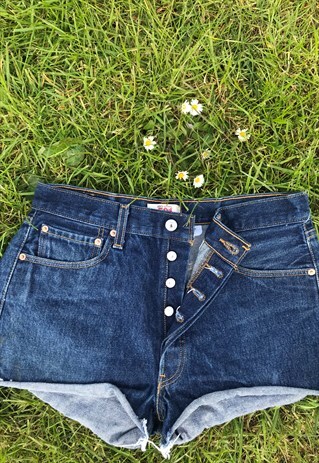 VINTAGE 90'S HIGH WAIST INDIGO BLUE 501 LEVI SHORTS