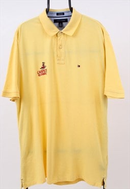 mens vintage tommy hilfliger yellow polo shirt 
