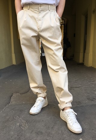 VINTAGE 90' CLASSIC ELEGANT BEIGE LACOSTE TROUSERS