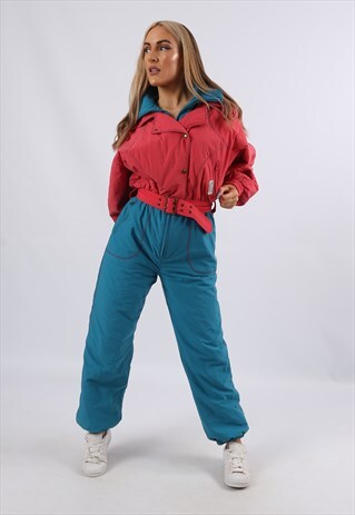 VINTAGE ELHO FULL SKI SUIT SPORTS SNOW UK 8 - 10 XS S (YAX)