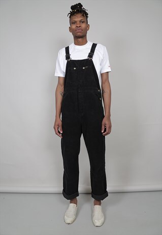 VINTAGE 90'S LEE BLACK CORDUROY DUNGAREES