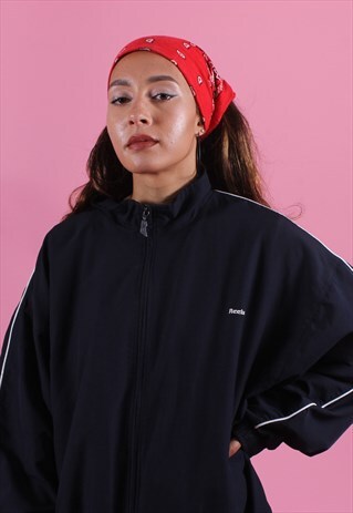 NAVY REEBOK EMBROIDERED ZIPPED TRACK JACKET