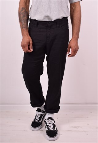 ARMANI JEANS MENS VINTAGE TROUSERS W32 L30 BLACK 90S