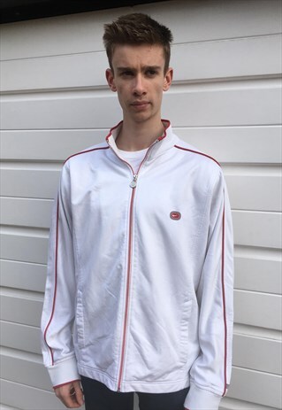 MENS VINTAGE NIKE JACKET WHITE TRACKSUIT TOP FESTIVAL ZIPPER