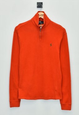 Vintage Ralph Lauren Quarter Zip Sweatshirt Orange Small