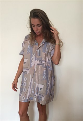 CRAZY PATTERNED VINTAGE RETRO FESTIVAL OVERSIZED SHIRTRAZY P