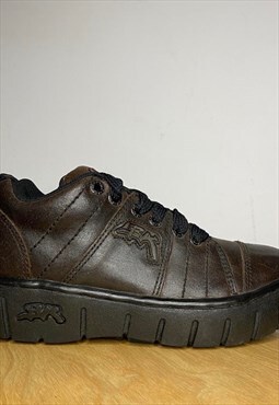 90s Brown Leather Platform Chunky British Knights Sneakers 