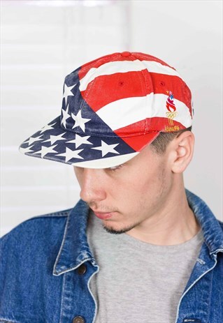 VINTAGE US 1996 OLYMPICS FLAG CAP LOGO 90S ONE SIZE 2.4