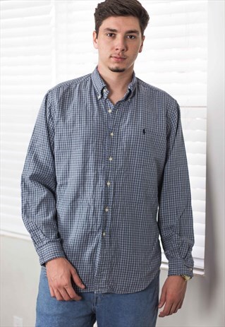 VINTAGE POLO RALPH LAUREN SHIRT FLANNEL LOGO 90S L 11.1