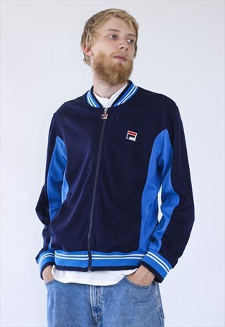 VINTAGE MENS FILA TRACK TOP TEAM BOMBER LOGO JACKET