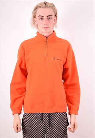 SERGIO TACCHINI MENS VINTAGE FLEECE JUMPER MEDIUM ORANGE 90S