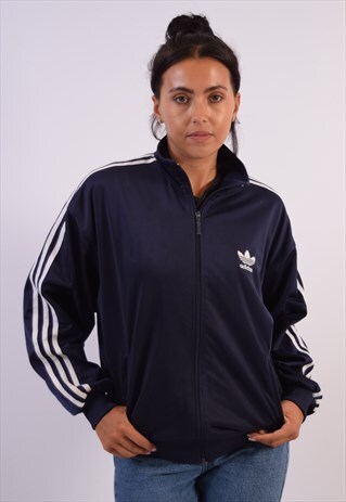 VINTAGE ADIDAS TRACKSUIT TOP JACKET NAVY BLUE