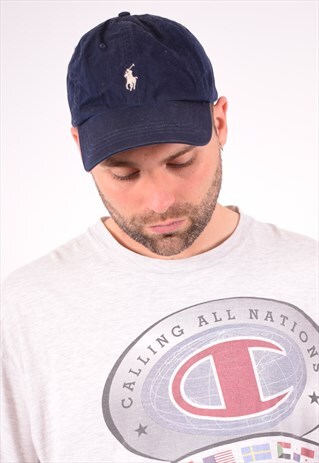 POLO RALPH LAUREN MENS VINTAGE CAP ONE SIZE NAVY BLUE 90S