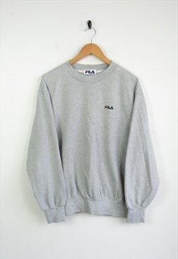 Vintage Fila 90s Logo Light Grey Sweatshirt L