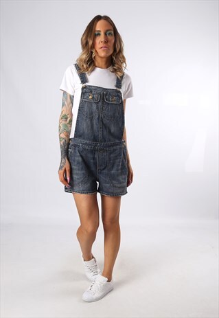 DENIM DUNGAREES SHORTS UK 12 (GDCK)