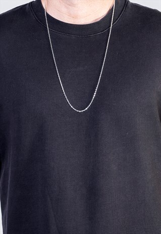 54 FLORAL PLAIN 30" NECKLACE CHAIN - SILVER