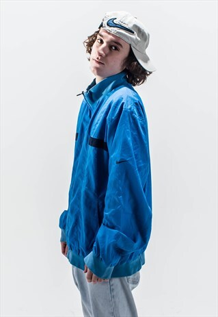 VINTAGE Y2K NIKE SOCCER JACKET IN BLUE
