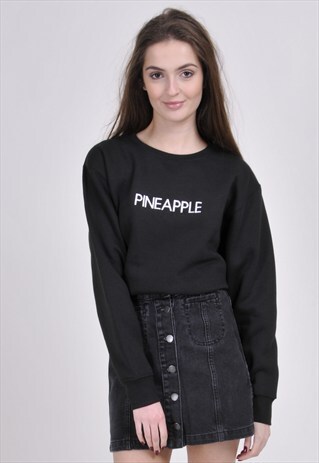 BLACK PINEAPPLE SWEATSHIRT - EMBROIDERED