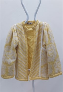 Yellow Vintage Escada Cardigan Puff Shoulders