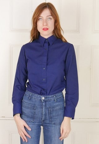 60S DAGGER COLLAR NAVY SHIRT