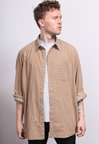 VINTAGE CORDUROY CORD SHIRT BROWN