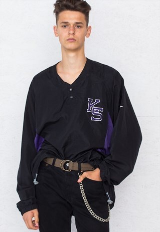 VINTAGE BLACK NIKE V-NECK PULLOVER SWEATSHIRT