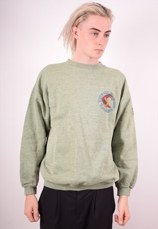 MENS VINTAGE SWEATSHIRT JUMPER MEDIUM GREEN 90S