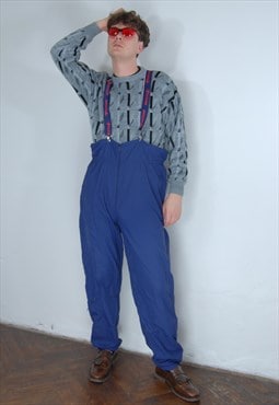 Vintage y2k ski suit tracksuit light baggy trousers in blue