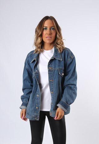 DENIM JACKET JOHN BANER OVERSIZED FITTED UK 20 (E4CE)