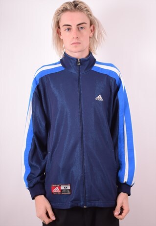 ADIDAS MENS VINTAGE TRACKSUIT TOP JACKET MEDIUM NAVY 90S