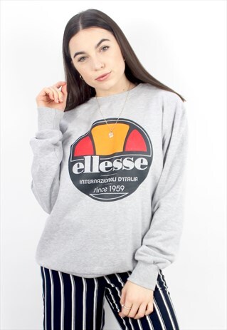 90'S RETRO GREY SPELL-OUT LOGO SWEATSHIRT