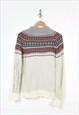 VINTAGE KNITTED JUMPER NORDIC RETRO PATTERN SMALL