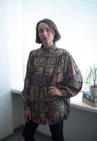 VINTAGE 80'S MULTI COLOUR PATTERNED SHIRT