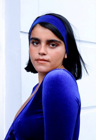 ELECTRIC BLUE VELVET HEADBAND