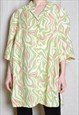 Vintage 90s Pastel Green Pink Abstract Psychedelic Shirt