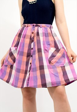 Vintage checkered skirt in multi button down summer