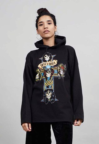 VINTAGE BLACK GUNS N' ROSES BAND HOODIE