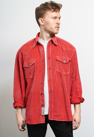 VINTAGE CORDUROY CORD SHIRT RED