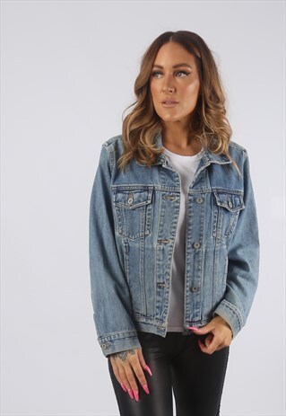 VINTAGE DENIM JACKET OVERSIZED FITTED UK 12 M (HDM)