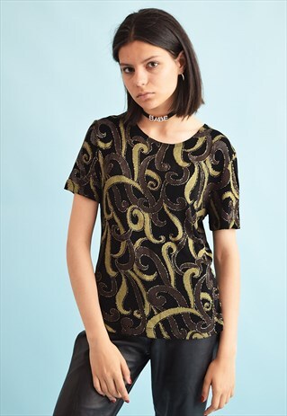 90'S RETRO FESTIVAL SHIMMER ABSTRACT PRINT KITSCH TOP