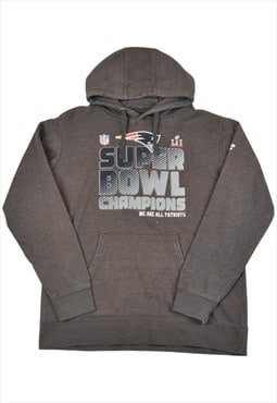 Vintage Patriots Super Bowl Hoodie Sweatshirt Grey Medium