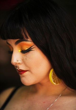 HAND MADE PLASTIC LEMON SLICE EARRINGS